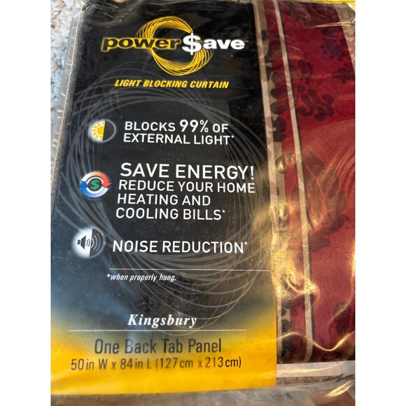 Power Save Light Blocking Curtains 2 Panels 1 Valance Kingsbury New Burgundy Gol - Picture 7 of 8